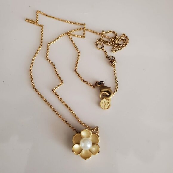 Spartina 449 Sea La Vie Bloom Magnolia Flower Necklace Gold Plated Mermaid Signe - Picture 5 of 9